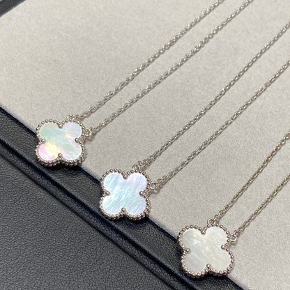 [Kincade Jewelrys]CLOVER MEDIUM SILVER WHITE MOP NECKLACE