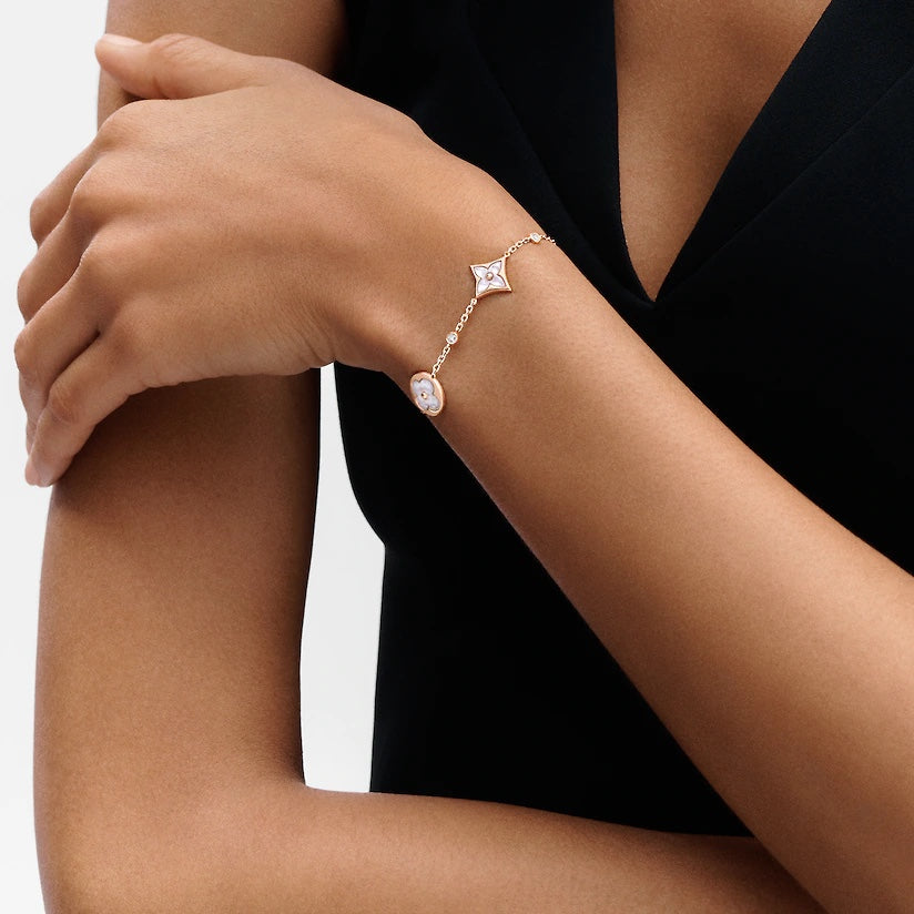 [Kincade Jewelrys]STAR AND SUN 4 MOTIF WHITE MOP PINK GOLD BRACELET