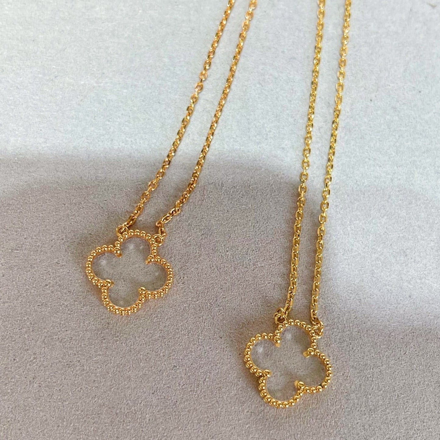 [Kincade Jewelrys]CLOVER ROCK CRYSTAL ROSE GOLD NECKLACE