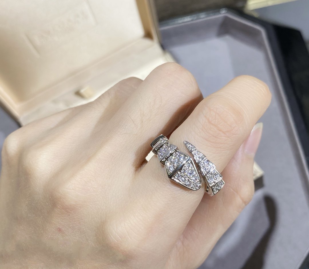 [Kincade Jewelrys]SERPENTI LARGE RING SILVER DIAMOND PAVED