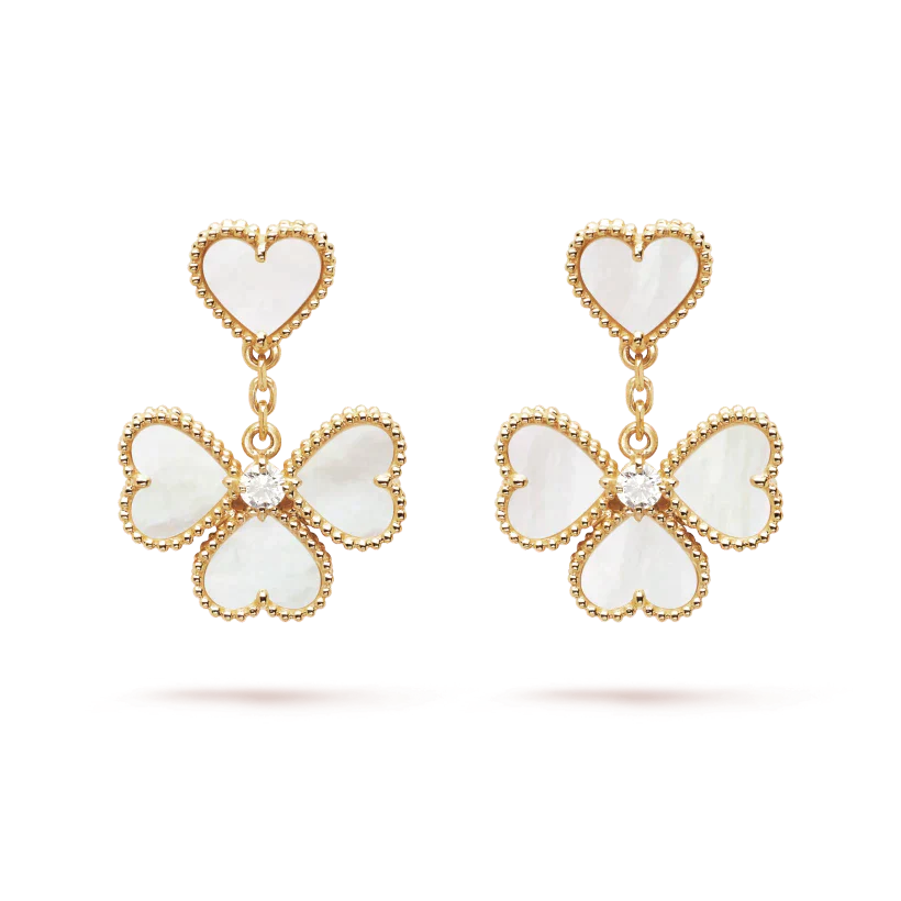 [Joyas Kincade] PENDIENTES DE TRÉBOL CON ESTILO BLANCO