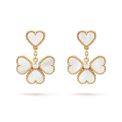 [Joyas Kincade] PENDIENTES DE TRÉBOL CON ESTILO BLANCO