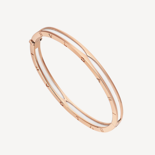 [Kincade Jewelrys]ZERO 1 PINK GOLD WITH WHITE CERAMIC BRACELET