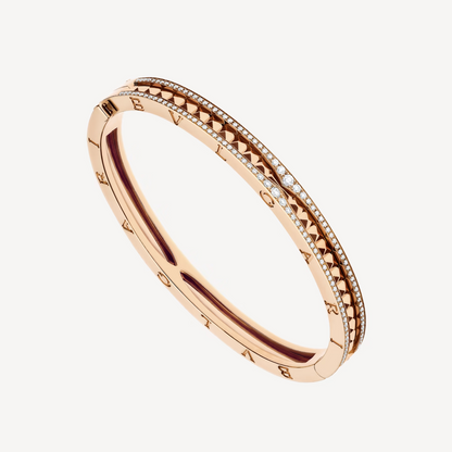 [Kincade Jewelrys]ZERO 1 SPIRAL AND PAVED DIAMOND PINK GOLD BRACELET