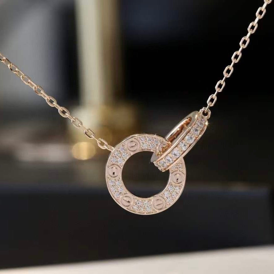 [Kincade Jewelrys] COLLAR LOVE DE 7,6 MM EN ORO ROSA Y PLATA CON DIAMANTES
