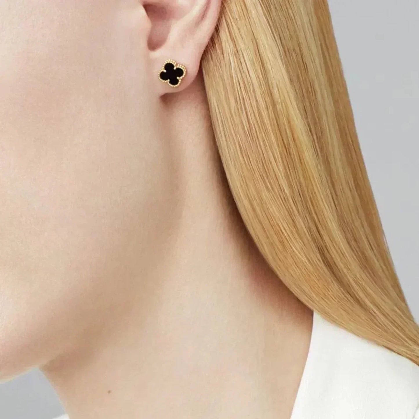 [Kincade Jewelrys]CLOVER MINI 9.5MM BLACK MOP EARRINGS