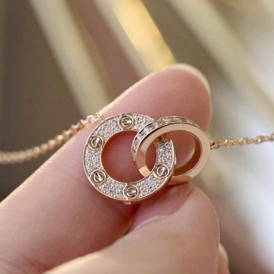 [Kincade Jewelrys] COLLAR LOVE DE 7,6 MM EN ORO ROSA Y PLATA CON DIAMANTES
