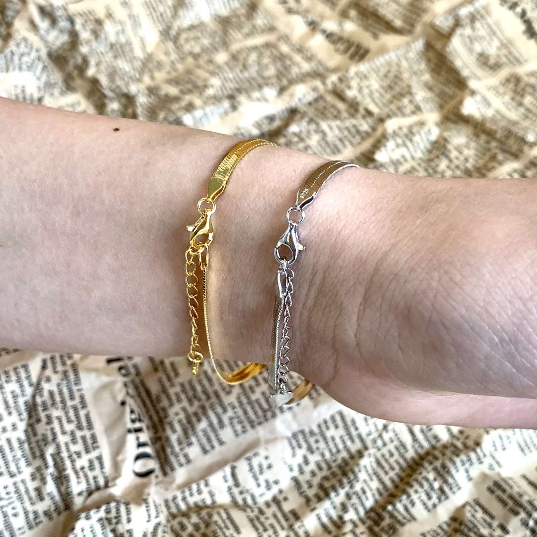 [Kincade Jewelrys]Flat Snake Bone Chain Blade Necklace
