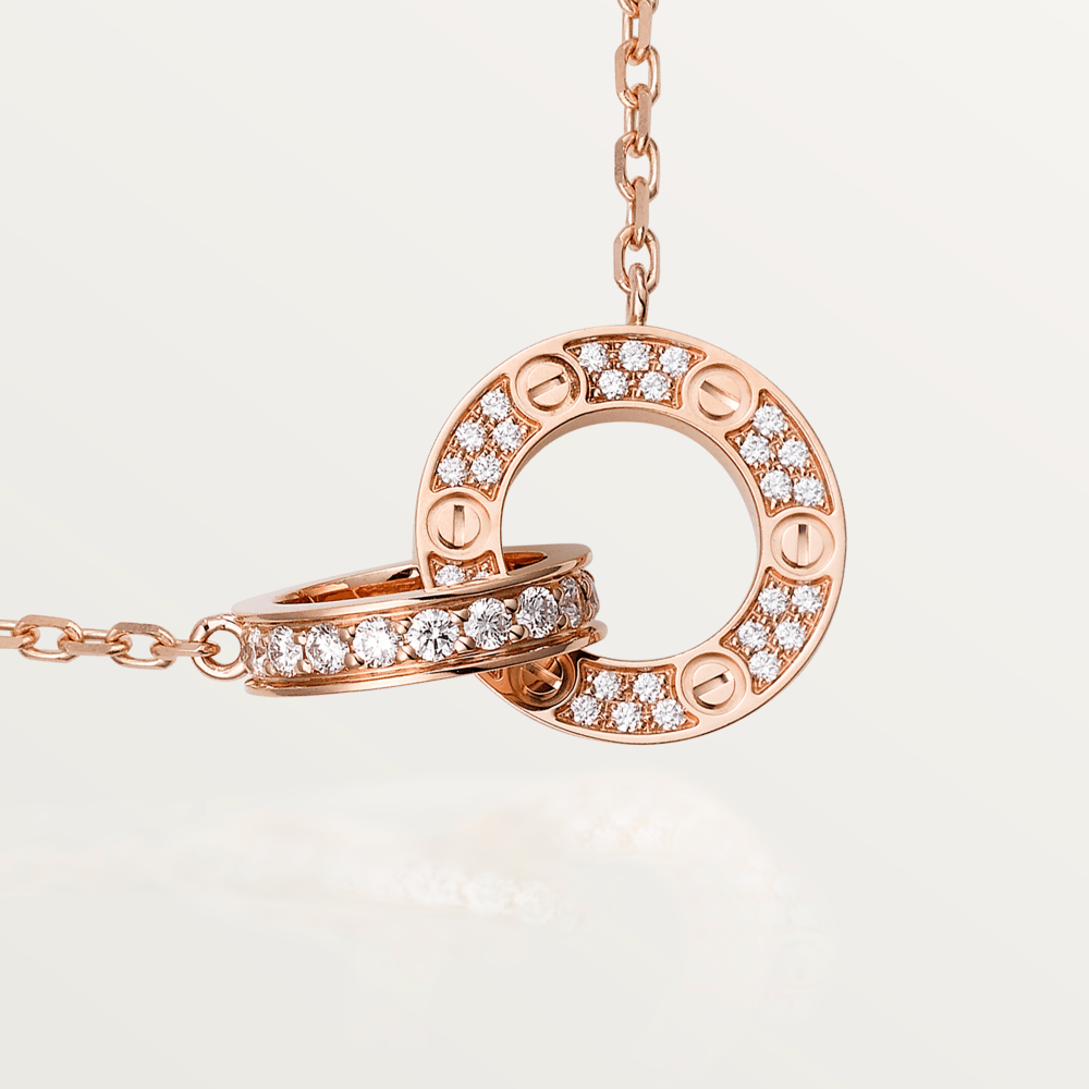 [Kincade Jewelrys] COLLAR LOVE DE 7,6 MM EN ORO ROSA Y PLATA CON DIAMANTES