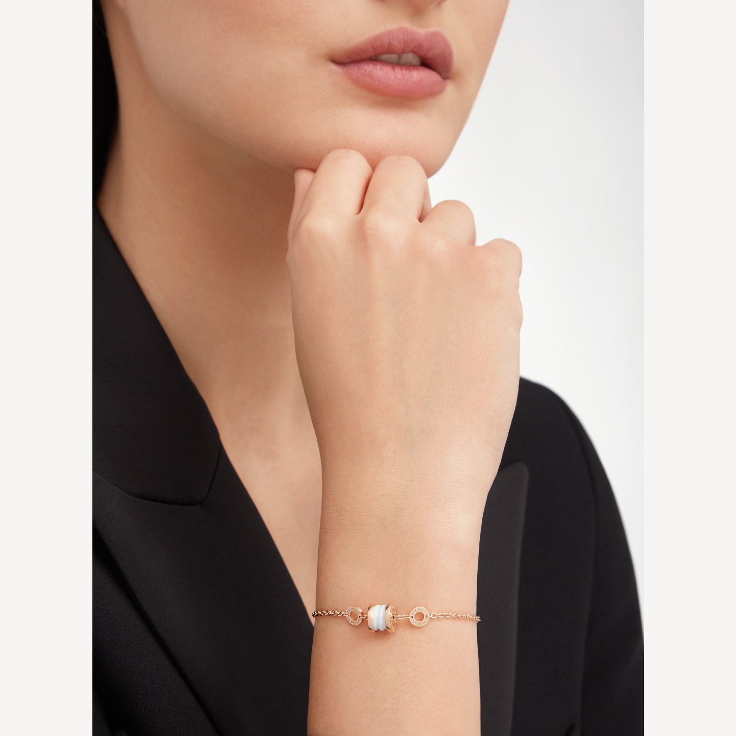 [Kincade Jewelrys]ZERO 1 SOFT PINK GOLD AND WHITE CERAMIC BRACELET