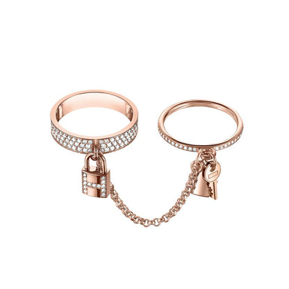 [Kincade Jewelrys]Anillo doble clochette HM Kelly con diamantes