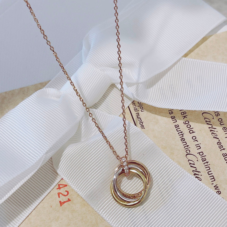 [Kincade Jewelrys]TRINITY NECKLACE GOLD  DIAMONDS