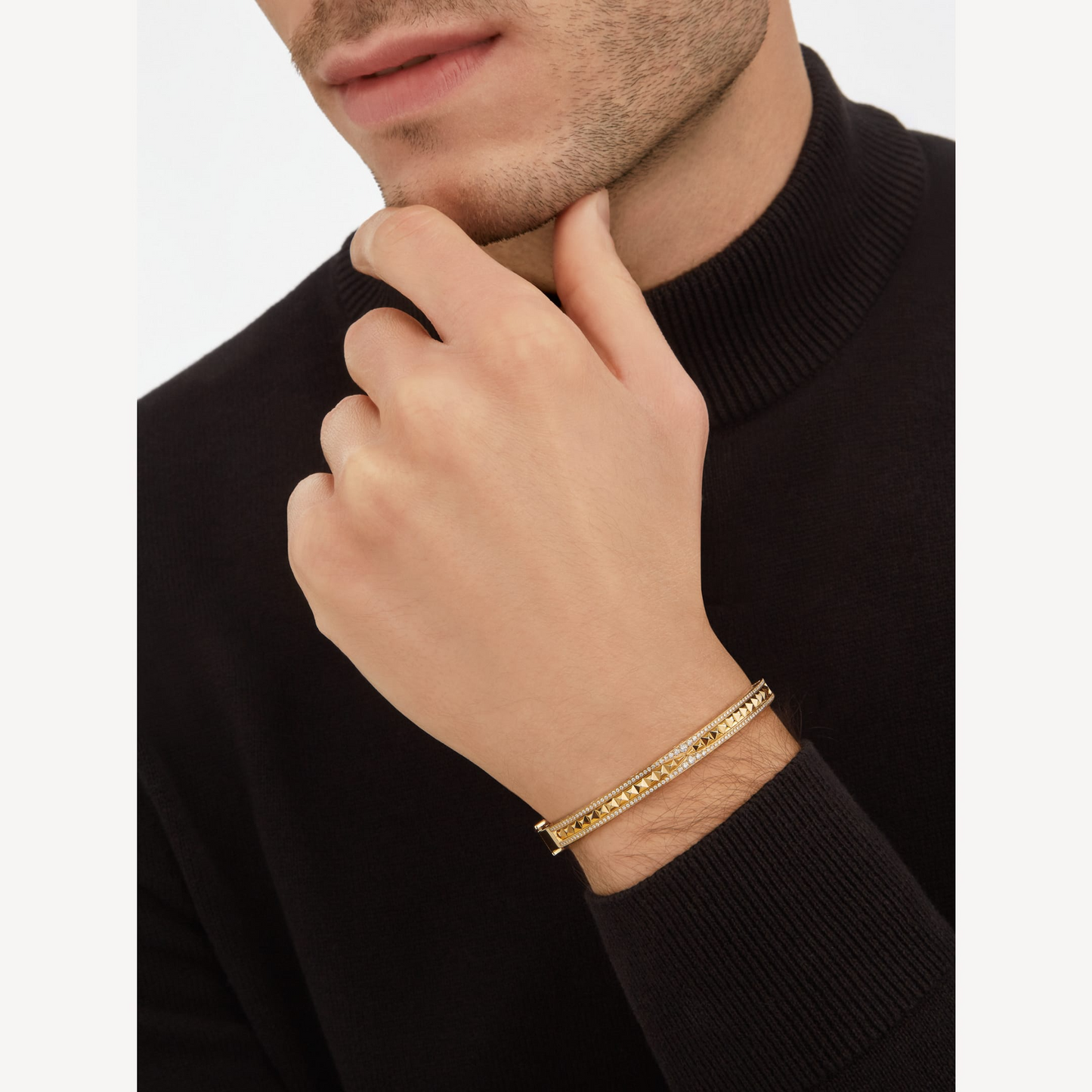 [Kincade Jewelrys]ZERO 1 SPIRAL AND PAVED DIAMOND GOLD BRACELET