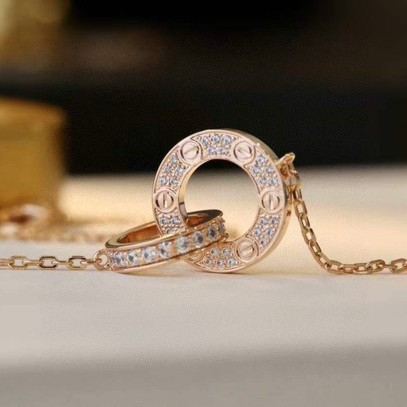 [Kincade Jewelrys] COLLAR LOVE DE 7,6 MM EN ORO ROSA Y PLATA CON DIAMANTES