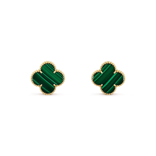 [Kincade Jewelrys]CLOVER MINI 9.5MM MALACHITE  EARRINGS