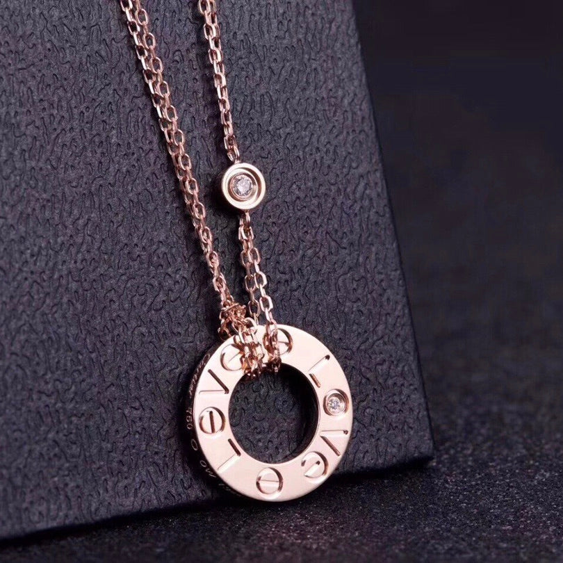 [Kincade Jewelrys]LOVE NECKLACE 16MM 2 DIAMONDS