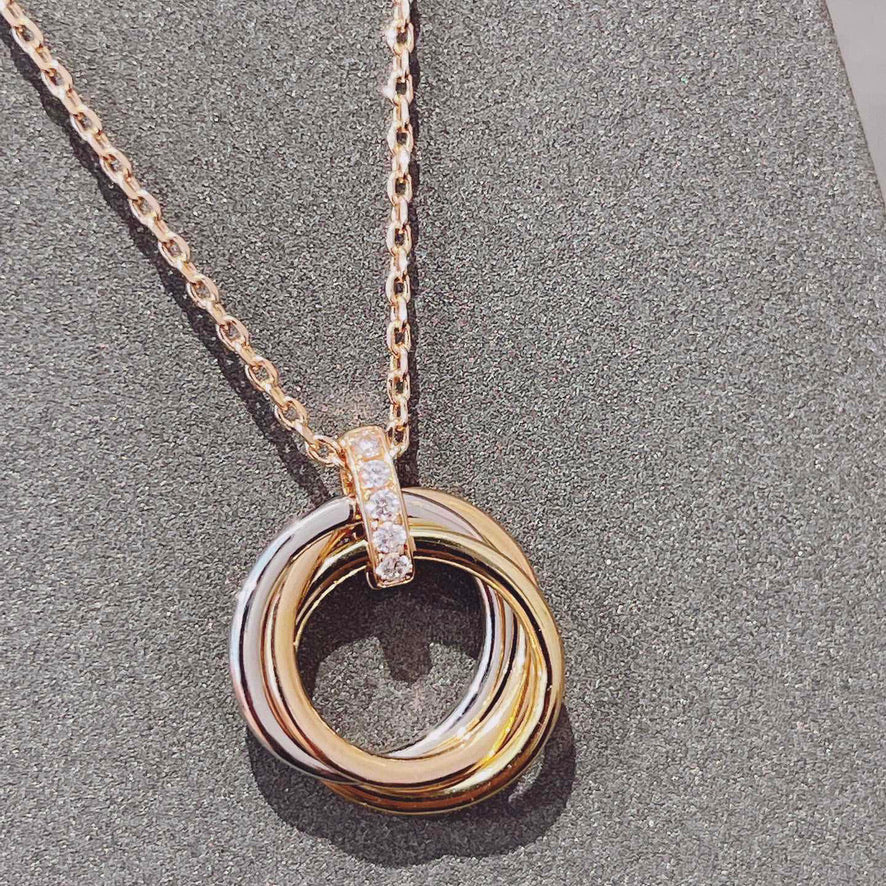 [Kincade Jewelrys]TRINITY NECKLACE GOLD  DIAMONDS