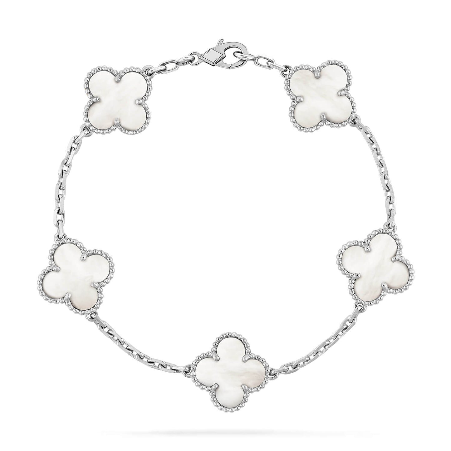 [Kincade Jewelrys] PULSERA DE TRÉBOL DE PLATA CON 5 MOTIVOS 