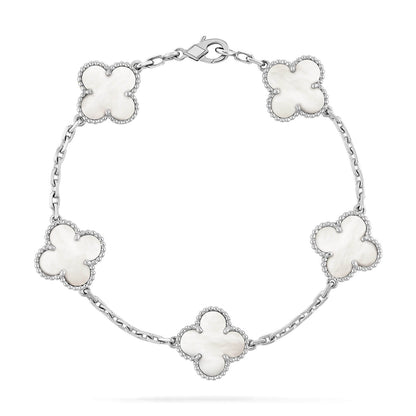 [Kincade Jewelrys] PULSERA DE TRÉBOL DE PLATA CON 5 MOTIVOS 