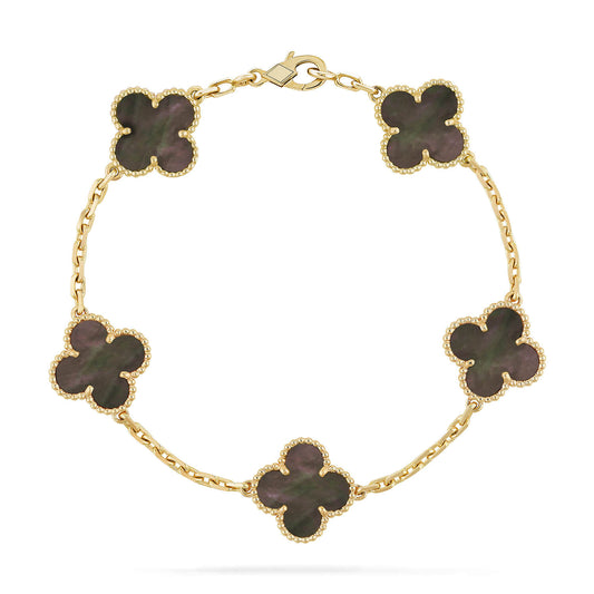 [Kincade Jewelrys]CLOVER 5 MOTIF GRAY MOP  BRACELET