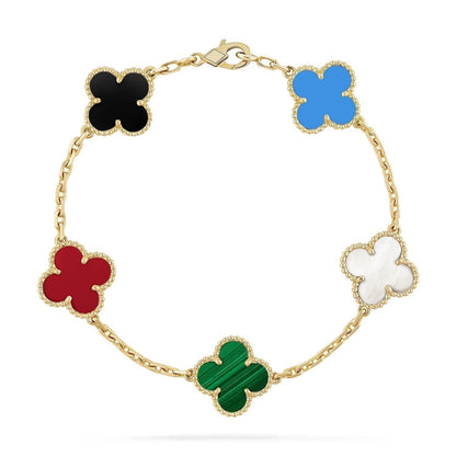 [Kincade Jewelrys] PULSERA MULTICOLOR CON 5 MOTIVOS DE TRÉBOL