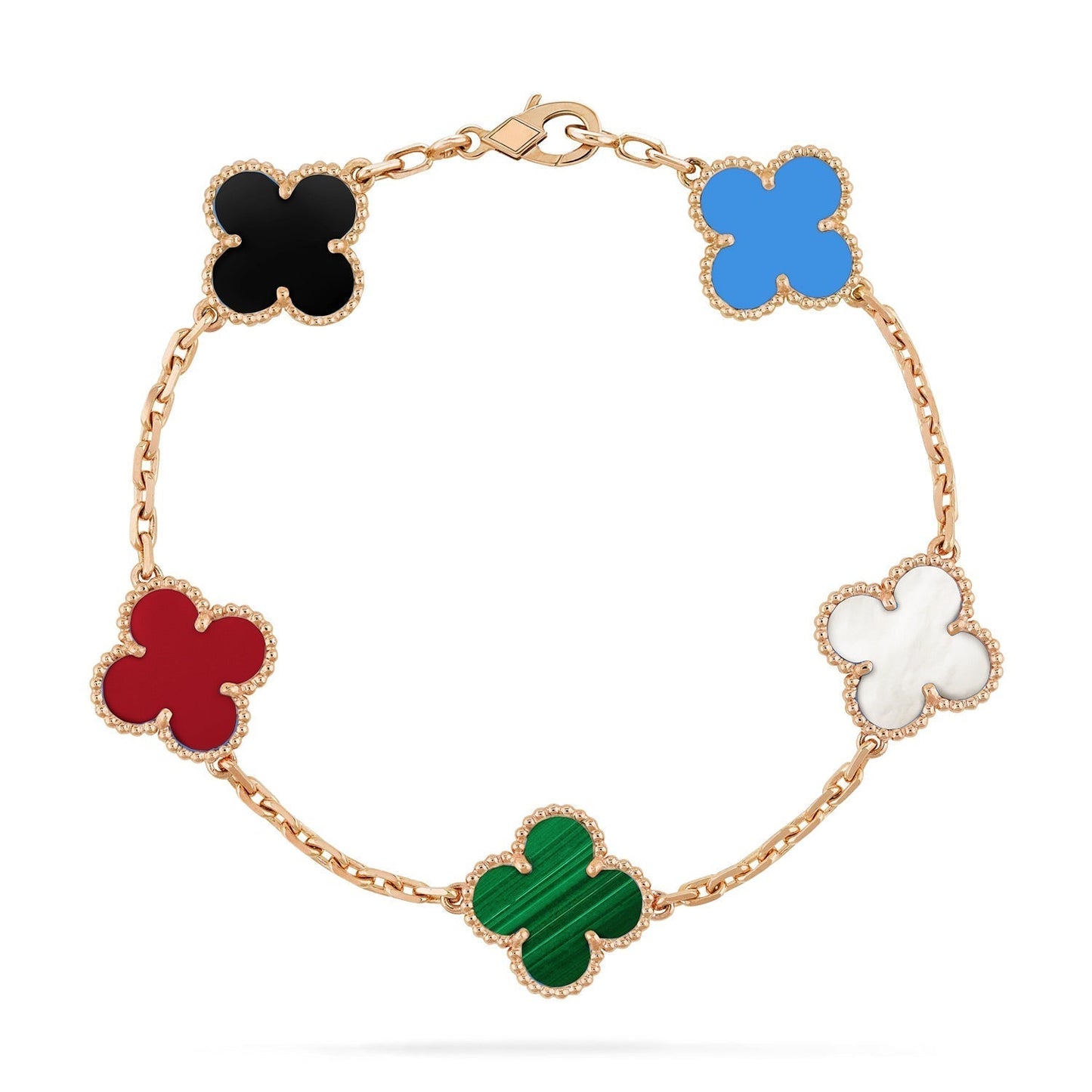 [Kincade Jewelrys] PULSERA MULTICOLOR CON 5 MOTIVOS DE TRÉBOL