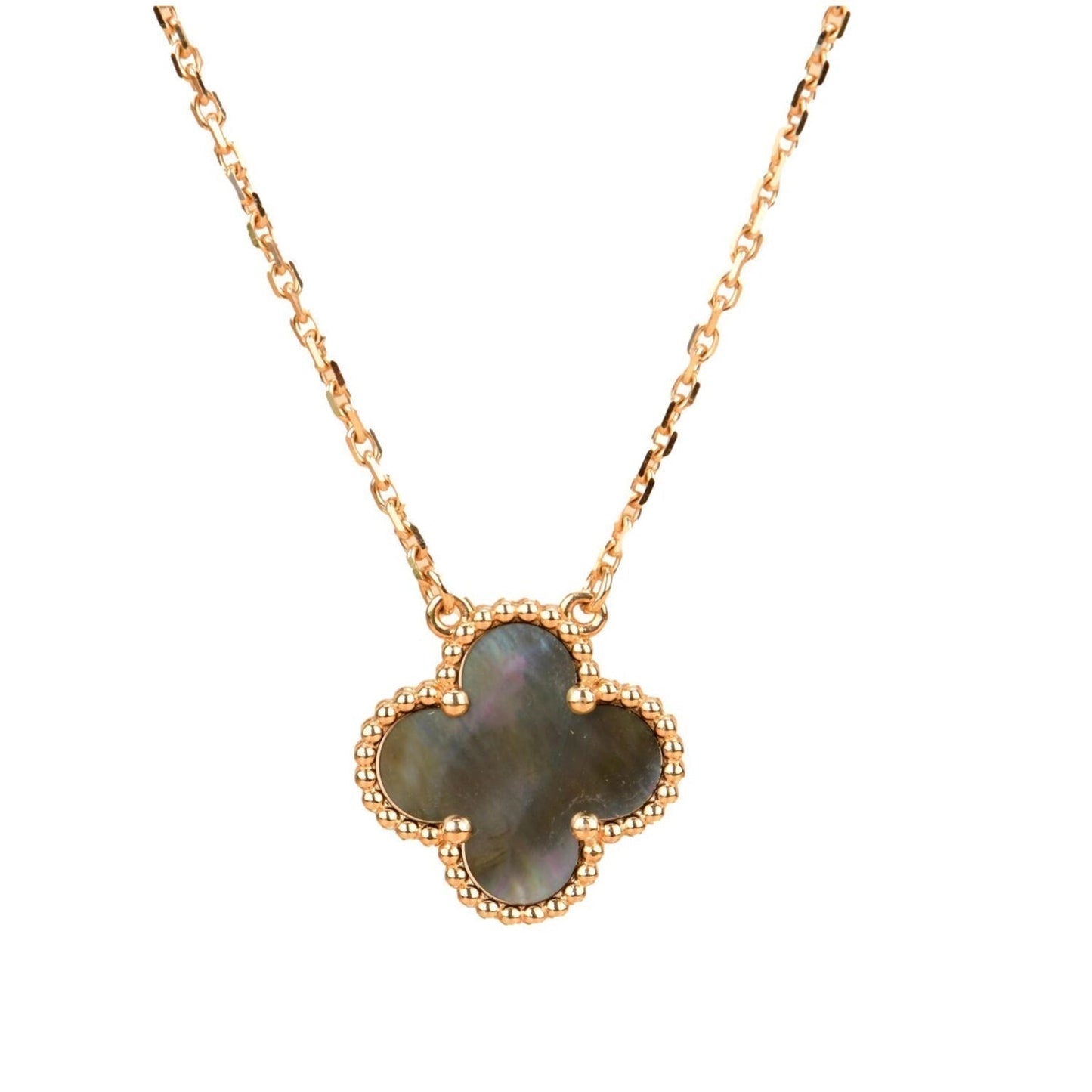 [Kincade Jewelrys]CLOVER 15MM  GRAY MOTHER OF PEARL NECKLACE
