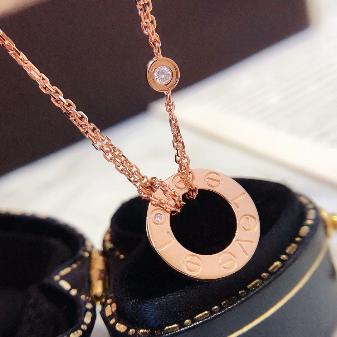 [Kincade Jewelrys]LOVE NECKLACE 16MM 2 DIAMONDS