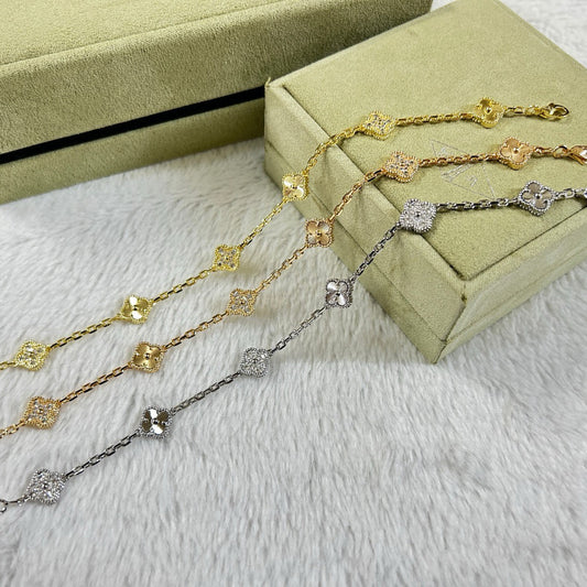 [Kincade Jewelrys]CLOVER 6 MOTIF DIAMOND LASER BRACELET