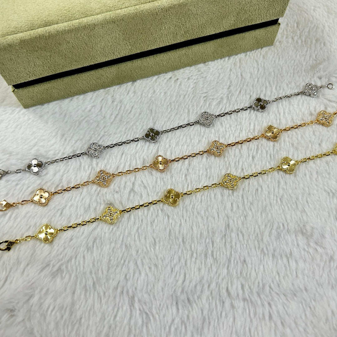 [Kincade Jewelrys]CLOVER 6 MOTIF DIAMOND LASER BRACELET
