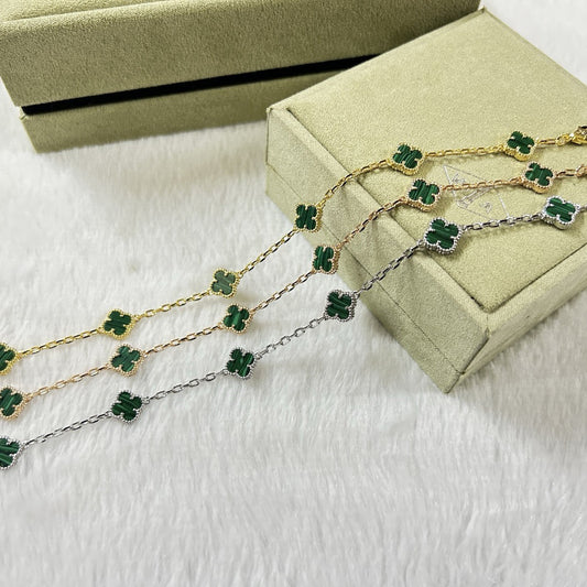 [Kincade Jewelrys]CLOVER 6 MOTIF MALACHITE BRACELET