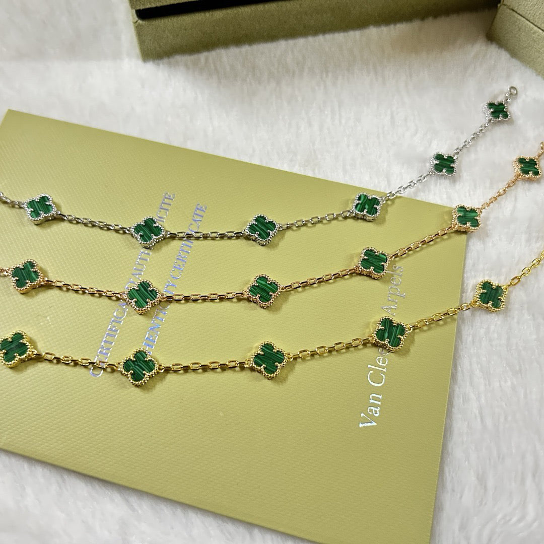 [Kincade Jewelrys]CLOVER 6 MOTIF MALACHITE BRACELET
