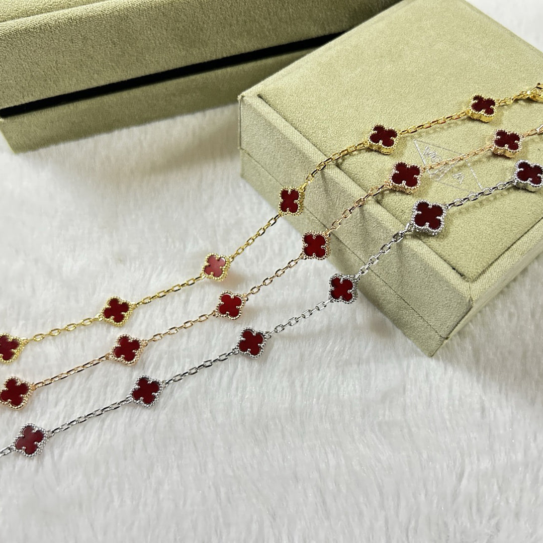 [Kincade Jewelrys]CLOVER 6 MOTIF RED AGATE BRACELET