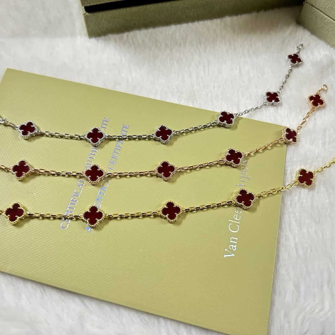 [Kincade Jewelrys]CLOVER 6 MOTIF RED AGATE BRACELET