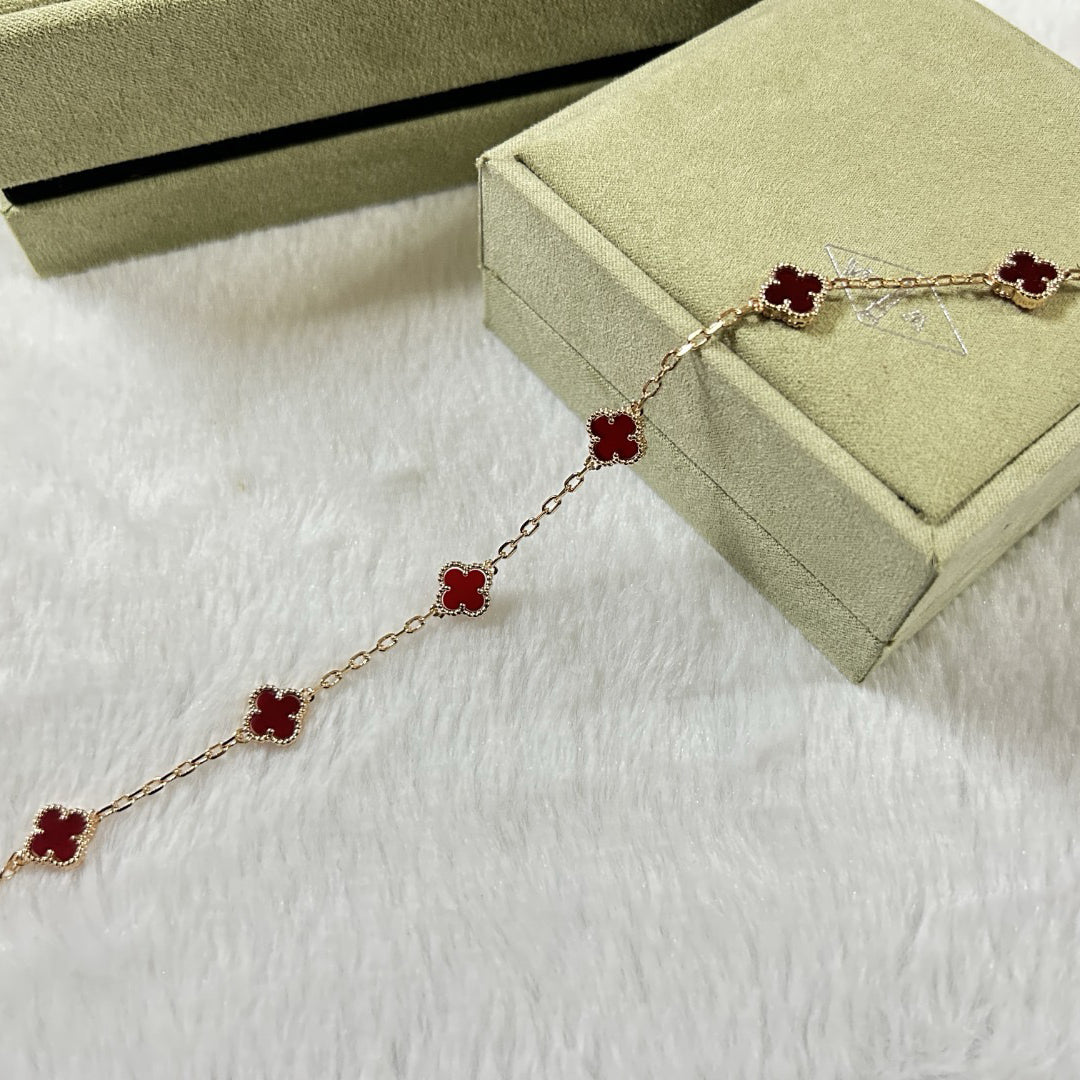 [Kincade Jewelrys]CLOVER 6 MOTIF RED AGATE BRACELET