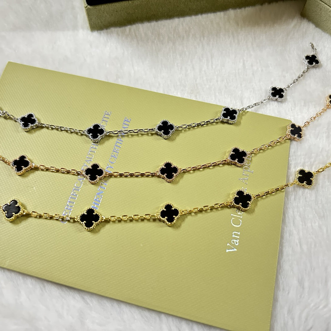 [Kincade Jewelrys]CLOVER 6 MOTIF  ONYXS BRACELET