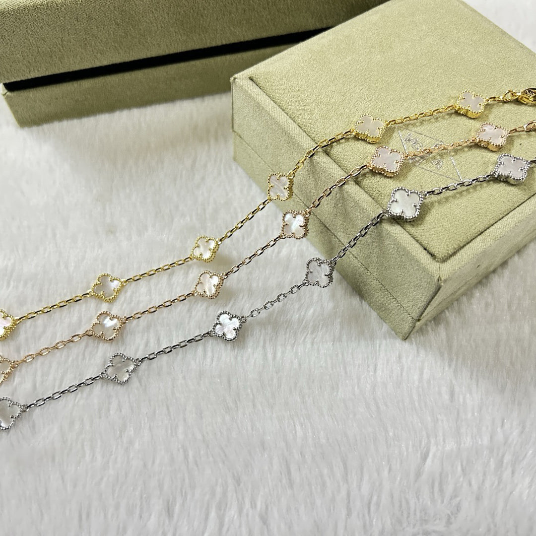 [Kincade Jewelrys]CLOVER 6 MOTIF WHITE MOP BRACELET