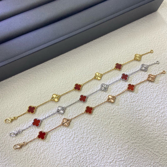 [Kincade Jewelrys]CLOVER 6 MOTIF RED AGATE LASER BRACELET