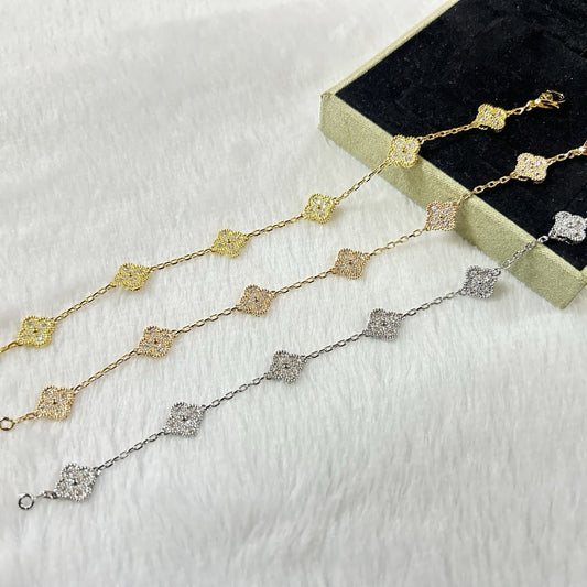 [Kincade Jewelrys]CLOVER 6 MOTIF DIAMOND BRACELET