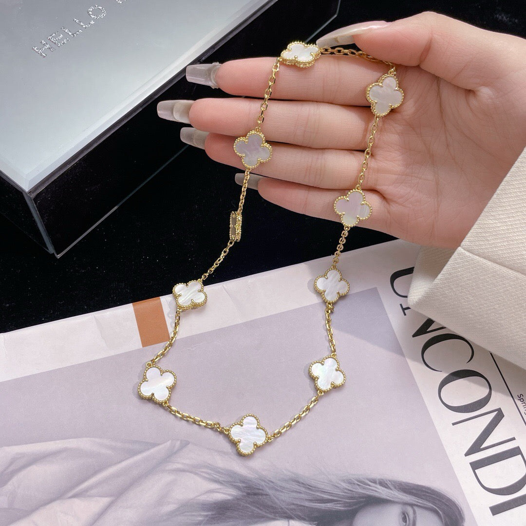 [Kincade Jewelrys]CLOVERS THE 10-MOTIFS WHITE MOTHER OF PEARL NECKLACE