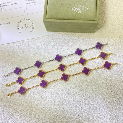 [Kincade Jewelrys]CLOVER  5 MOTIFS  PURPLE VIOLET BRACELET