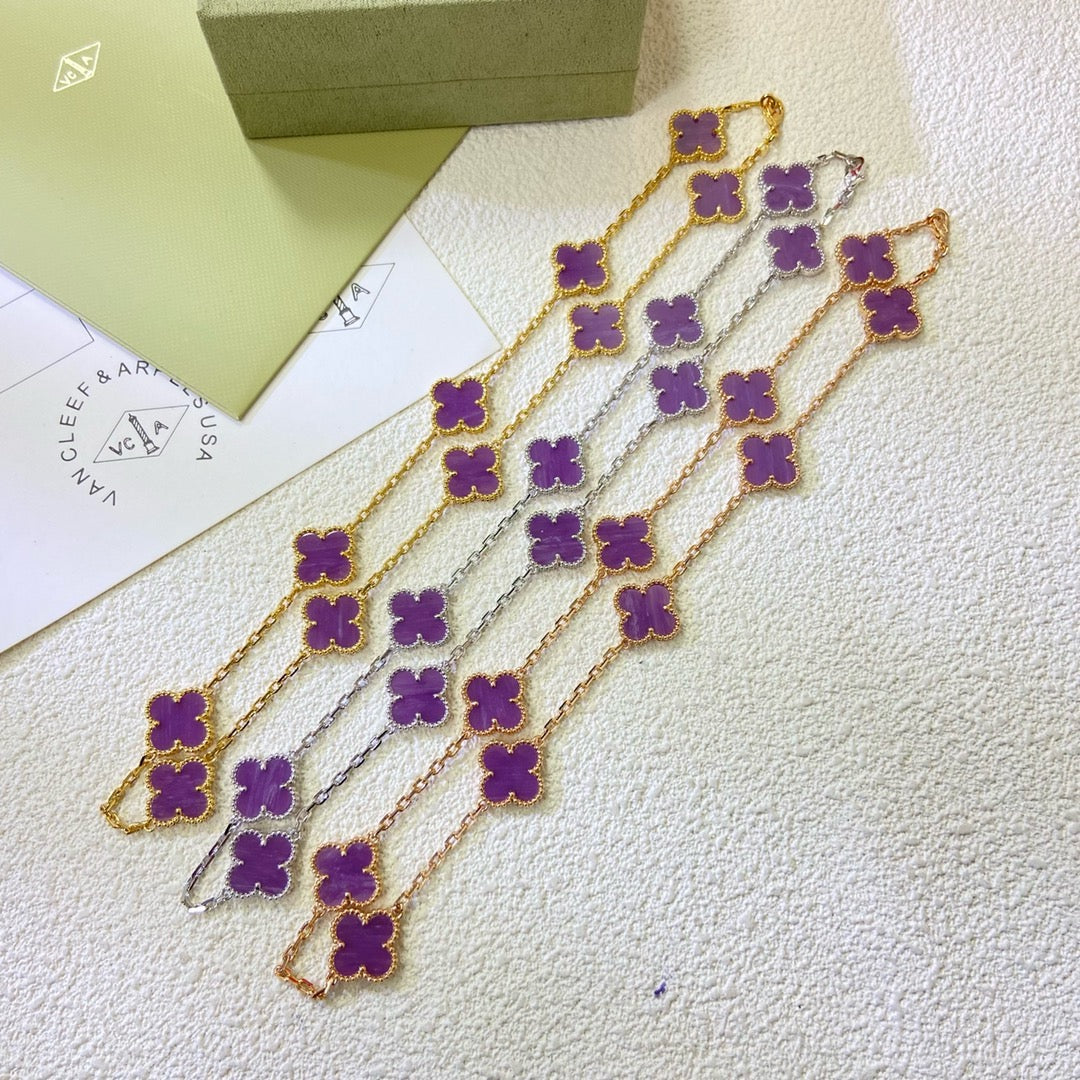 [Kincade Jewelrys] COLLAR DE TRÉBOL CON 10 MOTIVOS, PÚRPURA Y VIOLETA