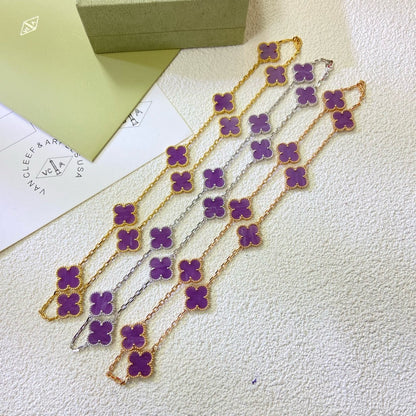 [Kincade Jewelrys] COLLAR DE TRÉBOL CON 10 MOTIVOS, PÚRPURA Y VIOLETA