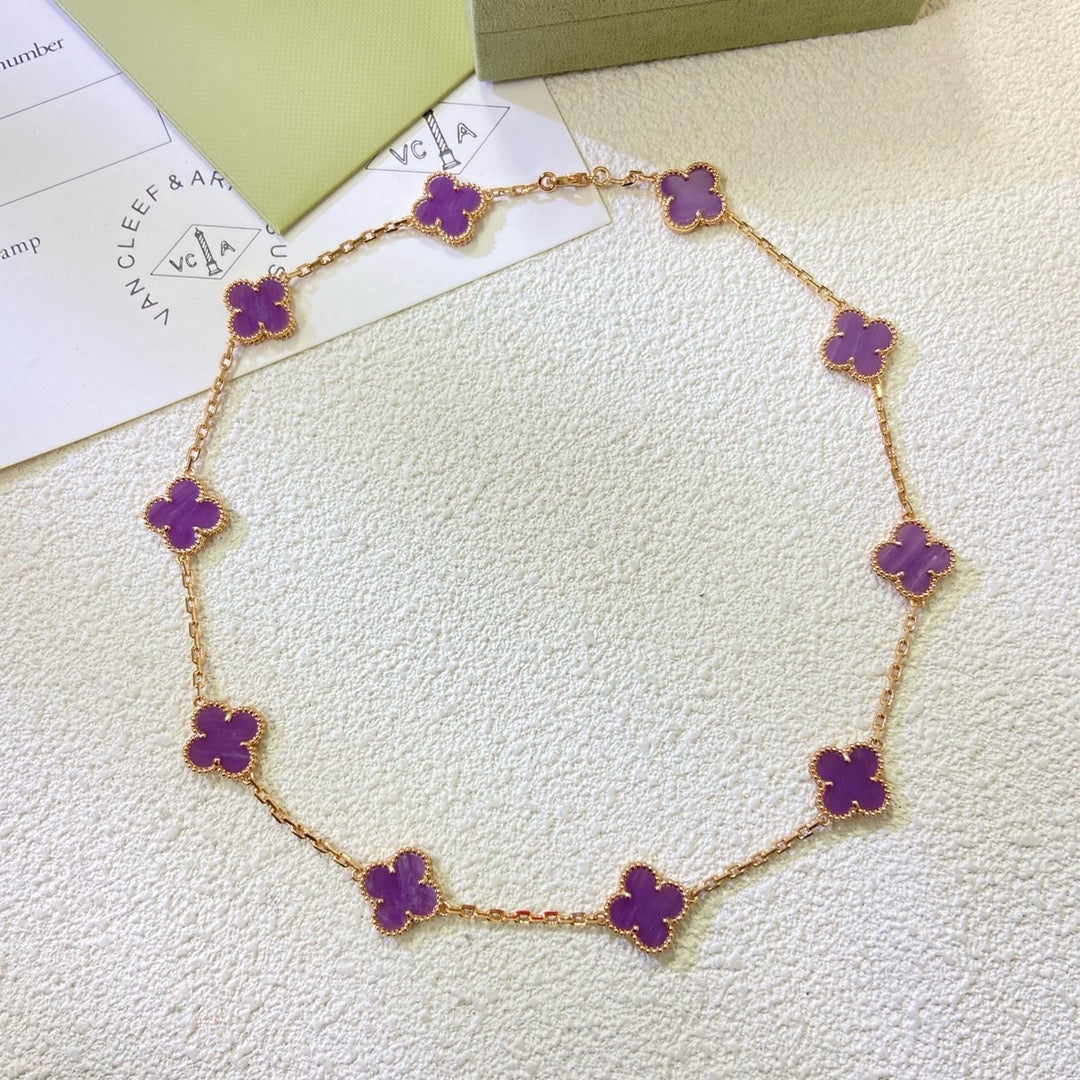 [Kincade Jewelrys] COLLAR DE TRÉBOL CON 10 MOTIVOS, PÚRPURA Y VIOLETA