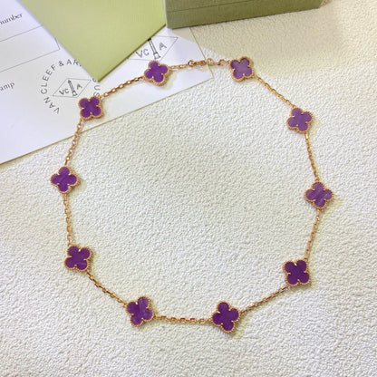 [Kincade Jewelrys] COLLAR DE TRÉBOL CON 10 MOTIVOS, PÚRPURA Y VIOLETA