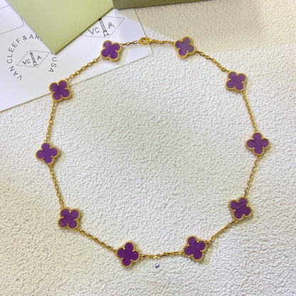 [Kincade Jewelrys] COLLAR DE TRÉBOL CON 10 MOTIVOS, PÚRPURA Y VIOLETA