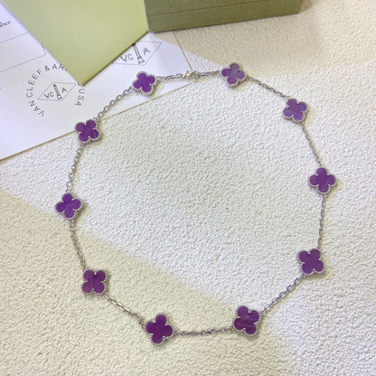 [Kincade Jewelrys] COLLAR DE TRÉBOL CON 10 MOTIVOS, PÚRPURA Y VIOLETA