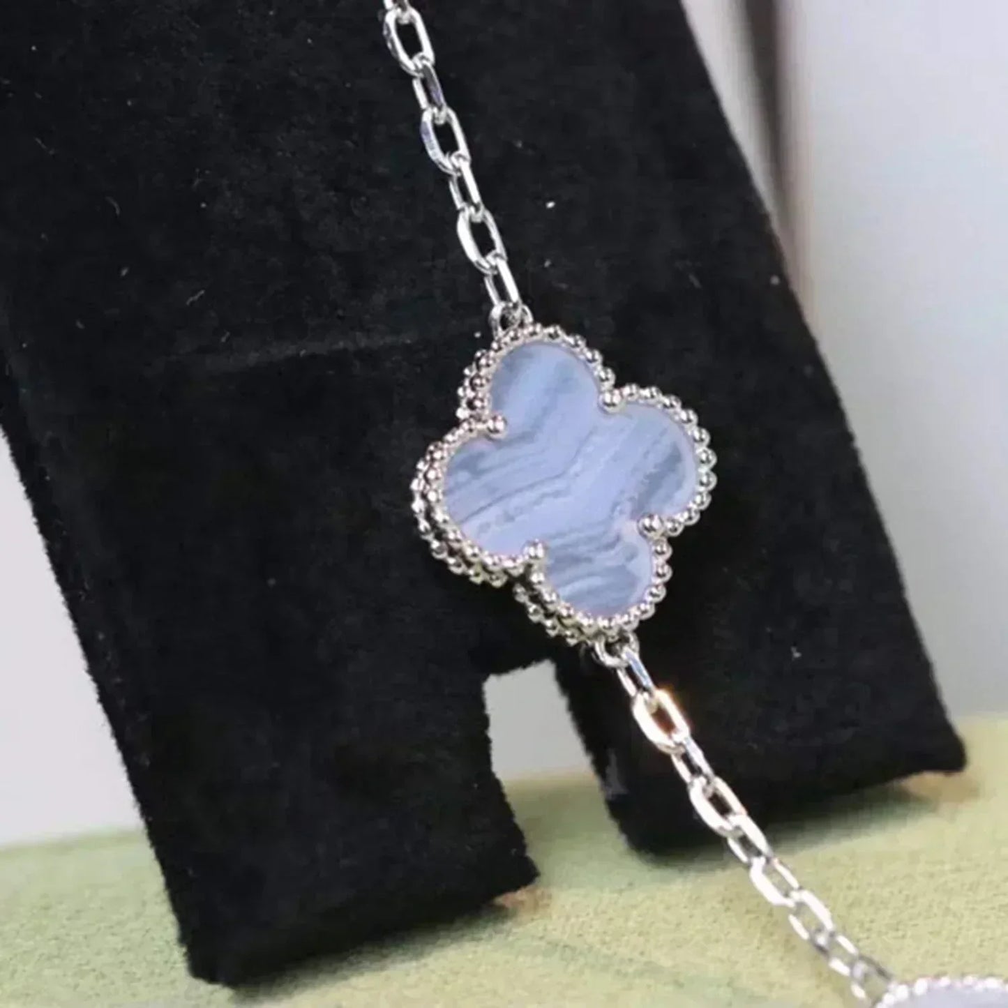 [Kincade Jewelrys]CLOVER  5 MOTIF PURPLE CHALCEDONY BRACELET SILVER
