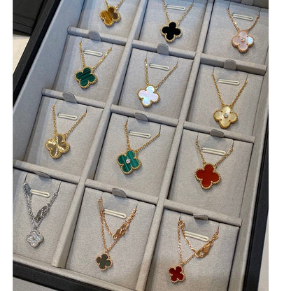[Kincade Jewelrys]CLOVER 15MM MALACHITE SINGLE FLOWER  NECKLACE
