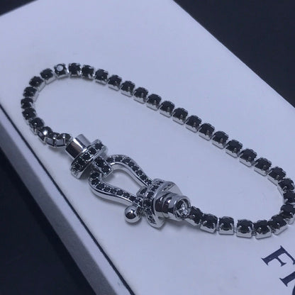 [Joyas Kincade]Pulsera de tenis Force con herradura grande y diamantes 